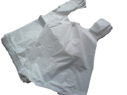200 x White Plastic Vest Carrier Bags 11x17x21